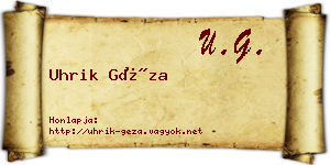 Uhrik Géza névjegykártya