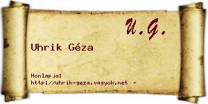 Uhrik Géza névjegykártya